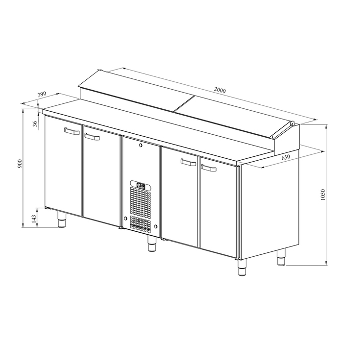 Kylbänk / pizzabänk KLE 2040 (2)