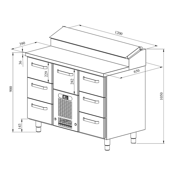 Kylbänk / pizzabänk KLE 1207 (2)