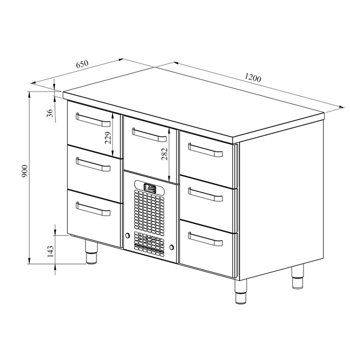 Kylbänk VLE 1207 | 7 lådor (2)