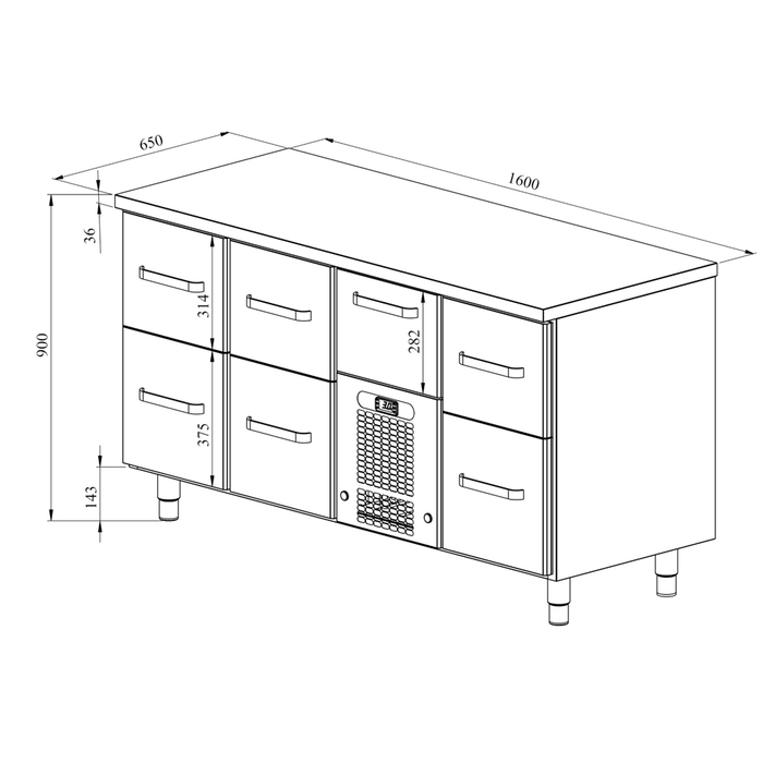 Dryckeskylbänk VLO 1607 | 7 lådor (2)