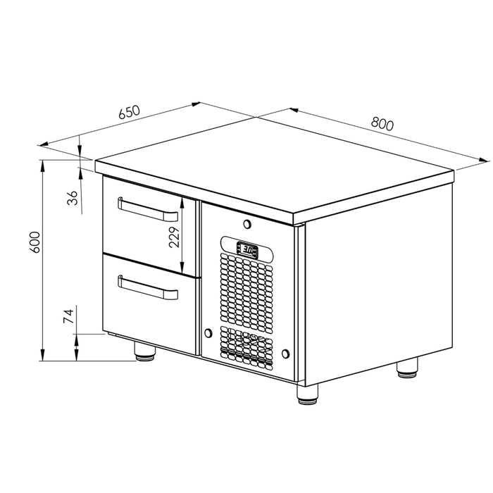 Grillkylbänk VLG 802 | 2 lådor (2)