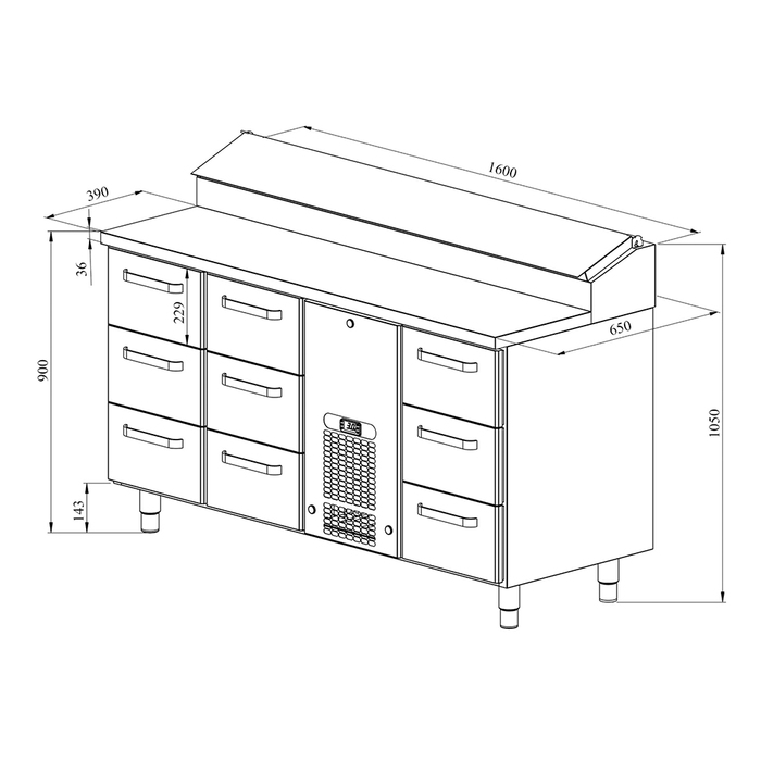 Kylbänk / pizzabänk KLE 1609 (2)